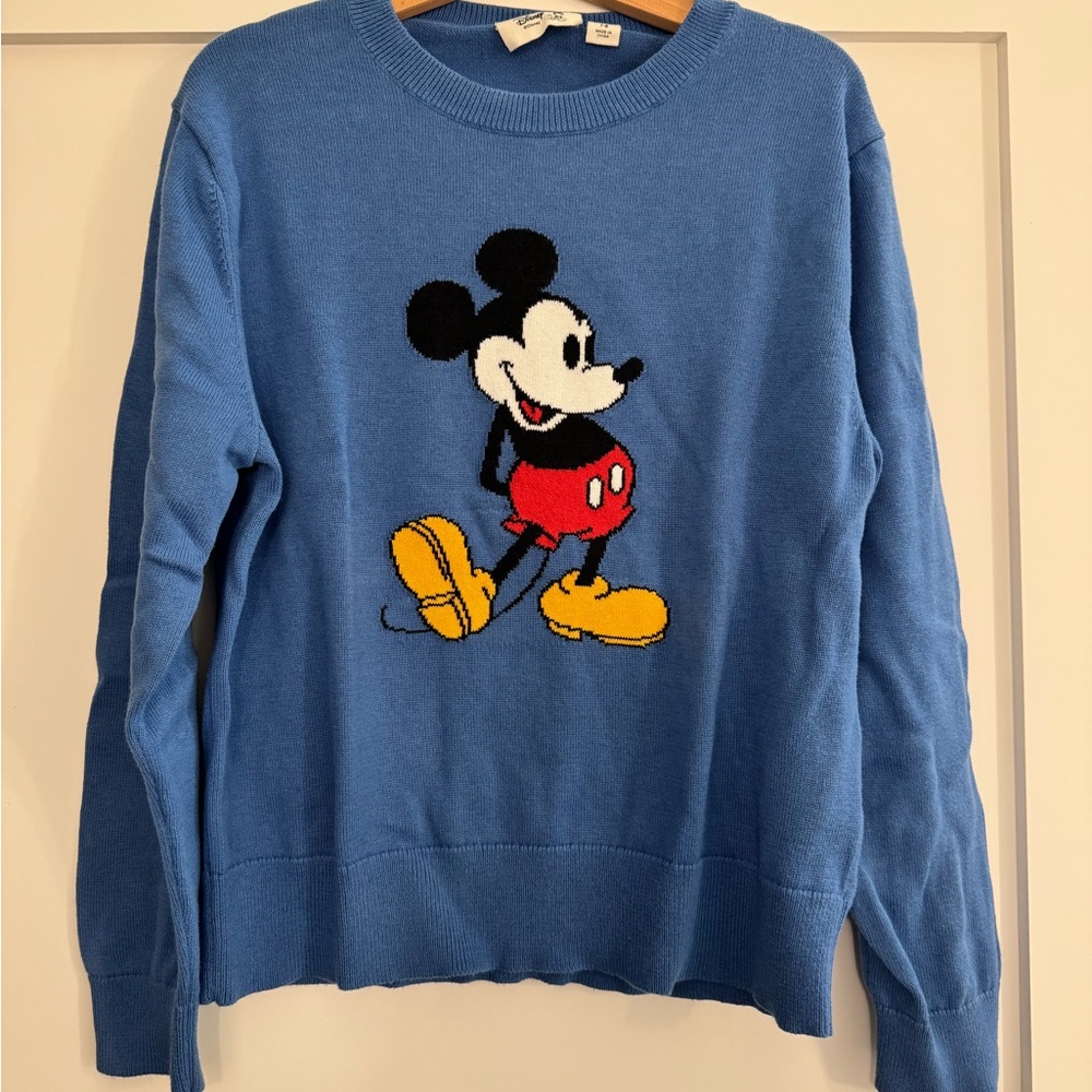 Disney/uniqlo Blue Crewneck Sweater with Mickey Mouse
